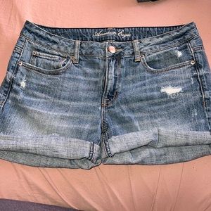 EUC American Eagle Outfitters Hi-Rise Shortie super stretch cutoff Jean shorts
